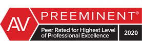 Martindale-Hubbell AV PReeminent Peer Rated for Highest Level of Professional Excellence 2020